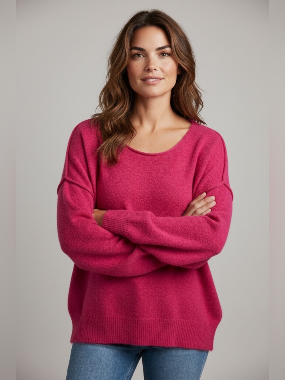 Evereve Vibrant Hot Pink Relaxed-Fit Sweater